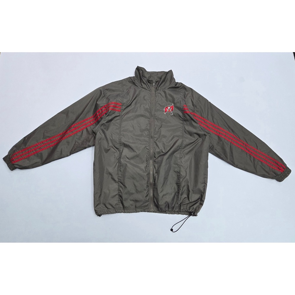Adidas Team Tampa Bay Buccaneers Windbreaker Jacket Mens XL Grey Red Full Zip